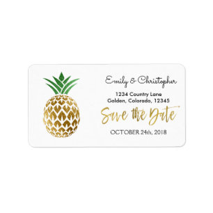 Goldfolien-Skript, das Save the Date Ananas Adressaufkleber