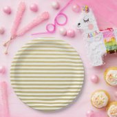 Goldfolien-weißes Streifen-Muster Pappteller (Party)