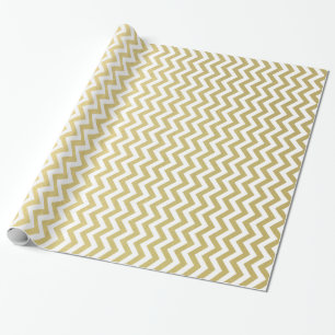 Goldfolien-weißes Zickzack Muster Geschenkpapier