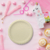 Goldfolien-weißes Zickzack Muster Pappteller (Party)