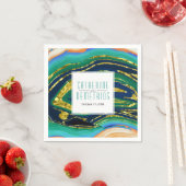 Goldfolienagate und Rahmenhochzeit in Grün und Bla Serviette (Beispiel)