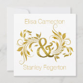 Goldfolienampersand blüht verzierte Blumenhochzeit Einladung (Vorderseite)
