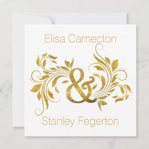 Goldfolienampersand blüht verzierte Blumenhochzeit Einladung