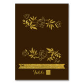 Goldfolienampersand & Scroll Hochzeitsbegleitkarte Tischnummer (Vorderseite)
