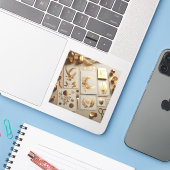 Goldfolienaufkleber für luxuriöse Hochzeitartikel Aufkleber (Laptop mit iPhone)