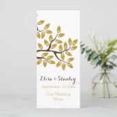 Goldfolienbaum Moderne Hochzeitskarte Menükarte (Stehend Vorderseite)