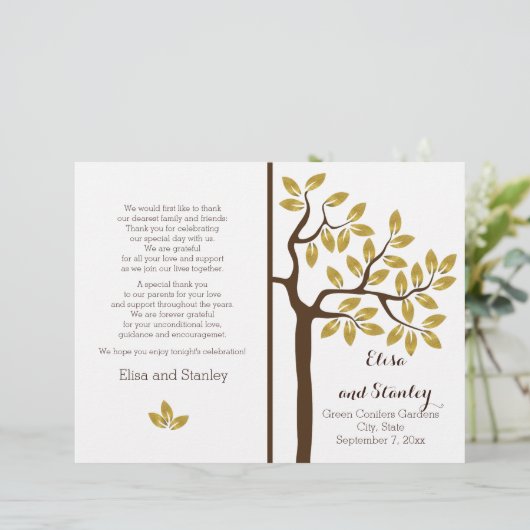 Goldfolienbaum - Modernes Hochzeitsprogramm (Stehend Vorderseite)