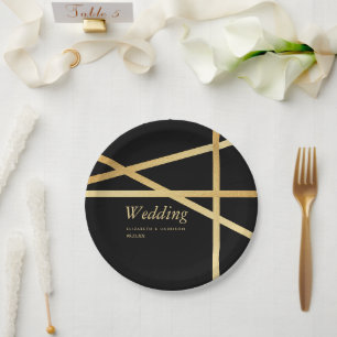 Goldfolieneffekt Geometrisches Hochzeitstil Pappteller