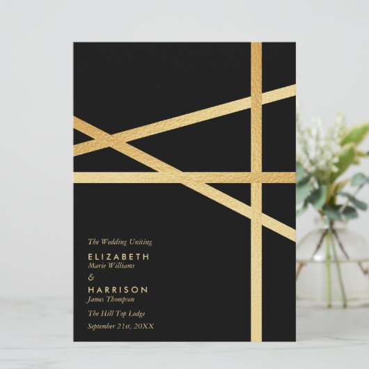Goldfolieneffekt Geometrisches Hochzeitstil Programm (Stehend Vorderseite)