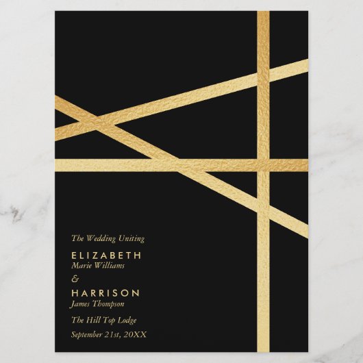 Goldfolieneffekt Geometrisches Hochzeitstil Programm (Vorderseite)