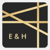 Goldfolieneffekt Geometrisches Hochzeitstil Quadratischer Aufkleber (Vorderseite)