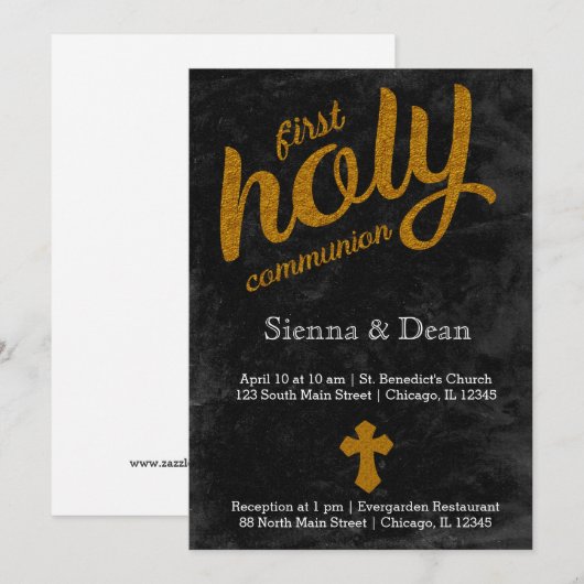 Goldfolieneier Einladung (Vorne/Hinten)