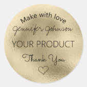 Goldfolienherstellung mit Liebe Runder Aufkleber (Vorderseite)