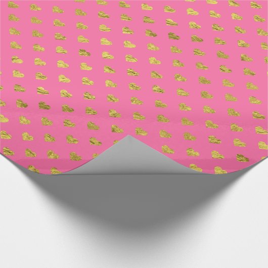 Goldfolienherzen/Rosa Geschenkpapier (Ecke)