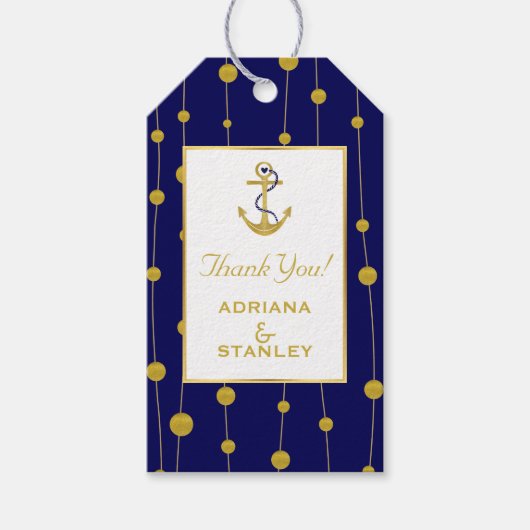 Goldfolienkessel und Perlen der modernen Marine na Geschenkanhänger (Vorderseite)