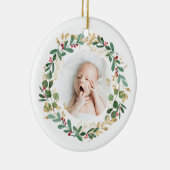 Goldfolienkranz | Baby First Christmas Green Keramik Ornament (Rechts)