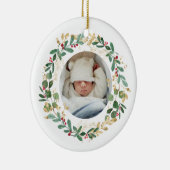 Goldfolienkranz | Baby First Christmas Pink Keramik Ornament (Rechts)