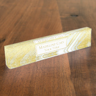 Goldfolienmarmor agate abstrakter moderner Goldnam Namensplakette