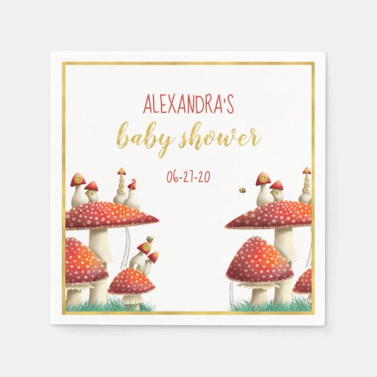 Goldfolienpilz & Bienendusche Serviette (Vorderseite)