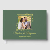 Goldfolienrahmen für Grüne Hochzeit Gästebuch (Vorderseite)