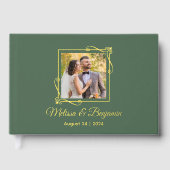 Goldfolienrahmen für Grüne Hochzeit Gästebuch (Vorderseite)