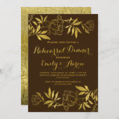 Goldfolienschaumchen Blumen Hochzeitsessen Probe Einladung (Vorne/Hinten)