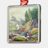 Goldförderung in Kalifornien Silbernes Ornament (Links)