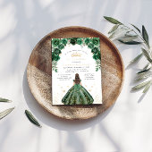 Goldforelle Quinceañera Emerald Green Floral Folieneinladung