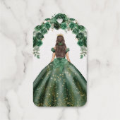 Goldforelle Quinceañera Emerald Green Floral Geschenkanhänger (Rückseite)