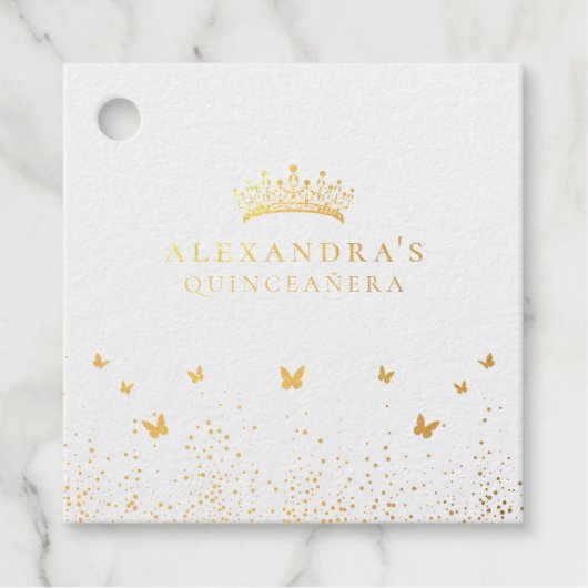 Goldforelle Quinceañera Emerald Green Floral Geschenkanhänger (Vorderseite)