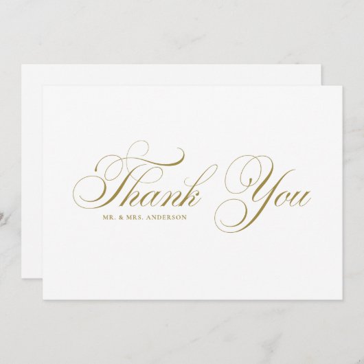 Goldformelle Blüh-Script-Hochzeit Dankeskarte (Vorne/Hinten)