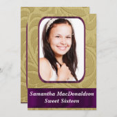 Goldfoto 16 . Geburtstag Einladung (Vorne/Hinten)