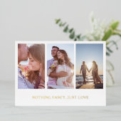 Goldfoto Collage Eleganter Hochzeitsslipp Empfang Folieneinladung (Stehend vorne)