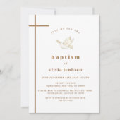Goldfranzösische Taufe des modernen Vogelkreuzes Einladung (Vorderseite)