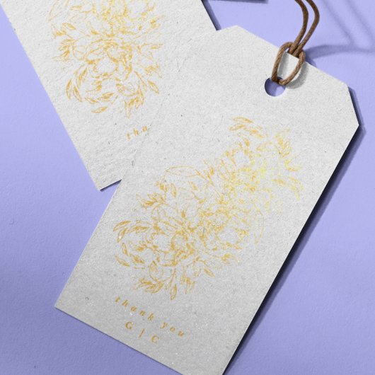 Goldfräsen Elegant Gezeichnet Botanische Monogramm Geschenkanhänger