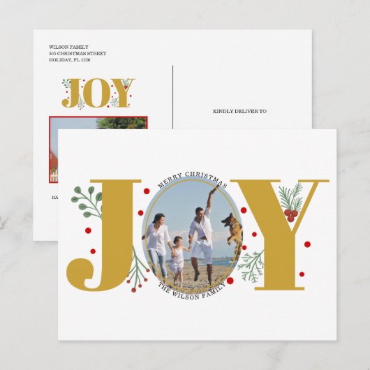 Goldfreude mit Beeren Weihnachtsfeiertag Foto Postkarte (Vorne/Hinten)