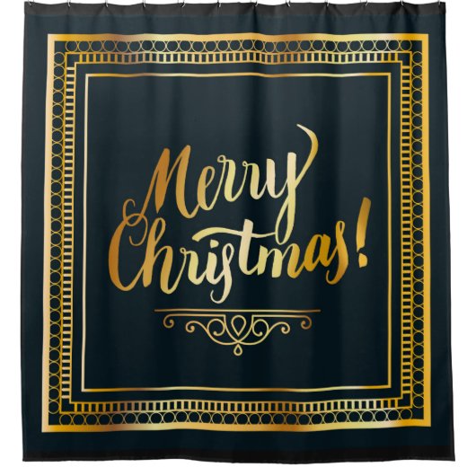 Goldfrohe Weihnachten Duschvorhang (Vorderseite)
