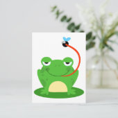 Goldfrosch, der einen Cartoon fängt Postkarte (Stehend Vorderseite)