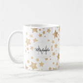 Goldfunkel Sterne Weihnachtsmongramm weiß Kaffeetasse (Links)