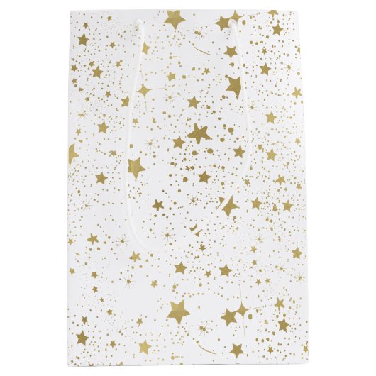 Goldfunkelnde Sterne Mittlere Geschenktüte (Vorderseite)