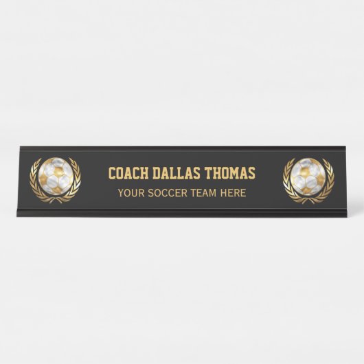 Goldfußball-Trainer Schreibtischnamensplakette (Vorderseite )