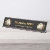 Goldfußball-Trainer Schreibtischnamensplakette (Vorderseite )