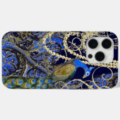 Goldgarland Navy Black Peacock Swirl Case-Mate iPhone Hülle (Rückseite (Horizontal))