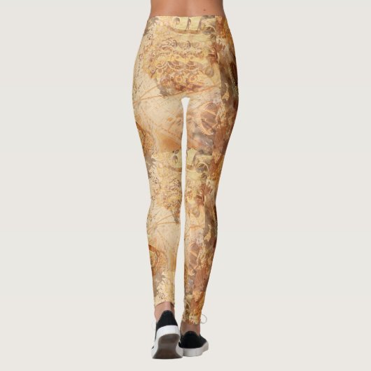 Goldgeere Mandala Celestial Steampunk Pattern Leggings (Rückseite)