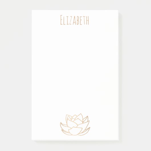 Goldgeflechte Weißer Lotus Aqua Post-it Klebezettel (Vorderseite)