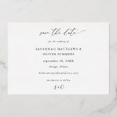 goldgeflechtetes Blumenweiß und Save the Date Folieneinladung (Rückseite)