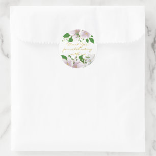Goldgekleidete, elegante Rosa Blumenhochzeit Runder Aufkleber