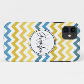 Goldgelb-u. -Blues-Zickzack Monogramm iPhone 5 Case-Mate iPhone Hülle (Rückseite (Horizontal))