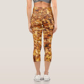Goldgelbe Ahorn-Blätter Capri Leggings (Rückseite)