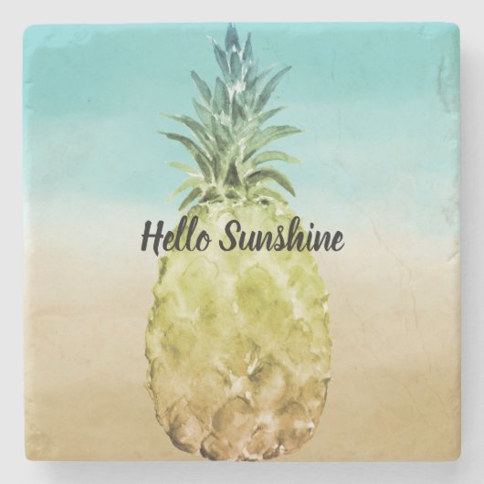 Goldgelbe Ananas Steinuntersetzer (Vorderseite)